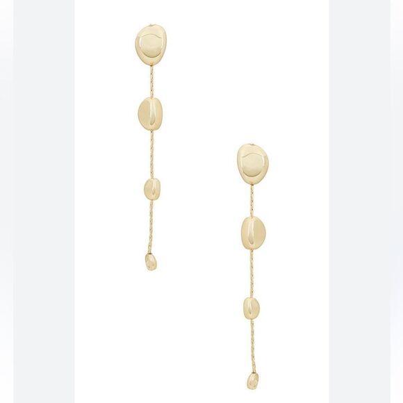 SHASHI Luisa Gold Linear Drop Earrings Minimalist 4” Revolve - Picture 1 of 6